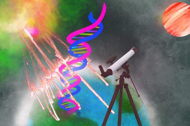 DNA on Earth being irradiated by cosmic rays